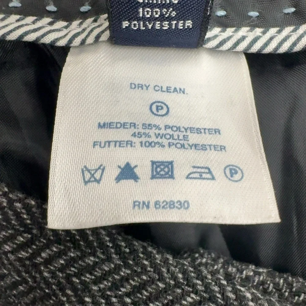Lands End Pants Womens 4 Gray Wool Blend Herringbone Dress Trousers Classic